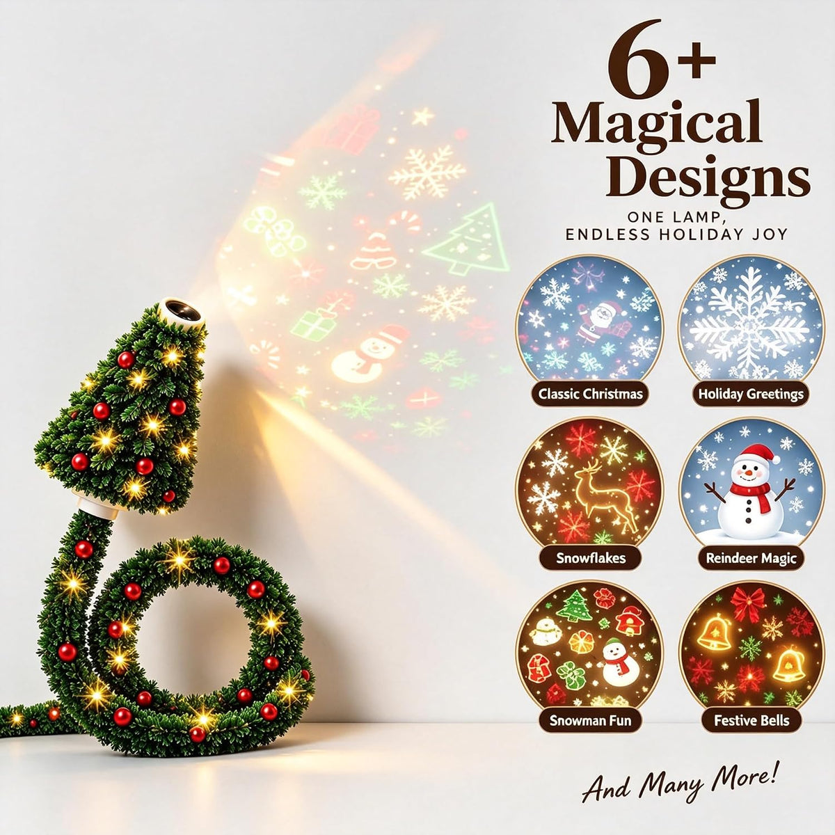 Plug and Play Hd USB Christmas Tree Projector Indoor with 6 Festive Scenes