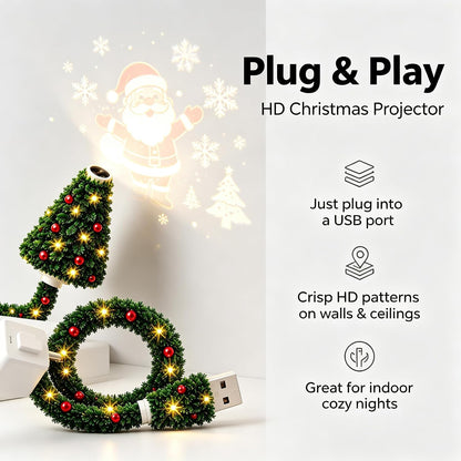 Plug and Play Hd USB Christmas Tree Projector Indoor with 6 Festive Scenes