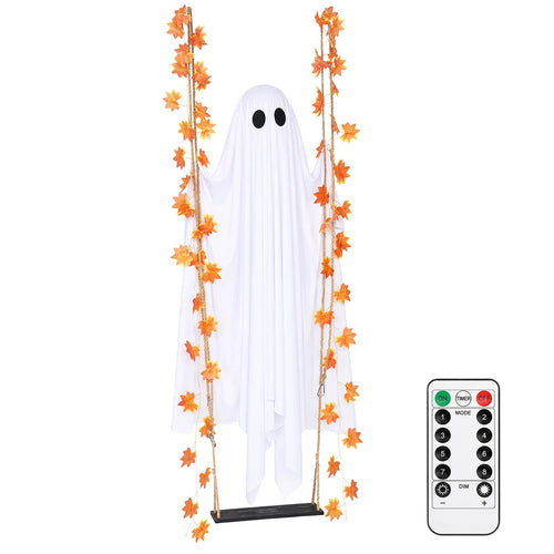 LED Ghost Halloween Decoration Swinging Hanging Lamp Glowing Wizard Light for Bar Party Halloween Props