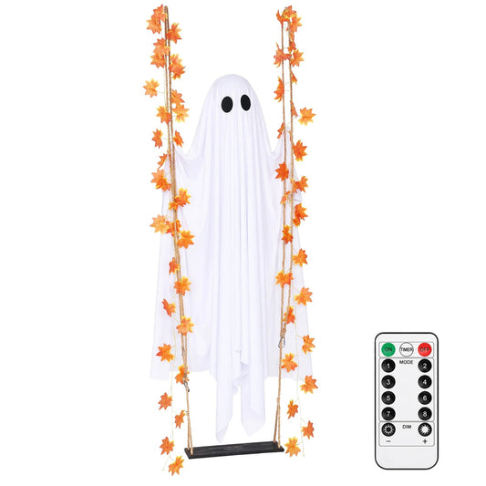 LED Ghost Halloween Decoration Swinging Hanging Lamp Glowing Wizard Light for Bar Party Halloween Props